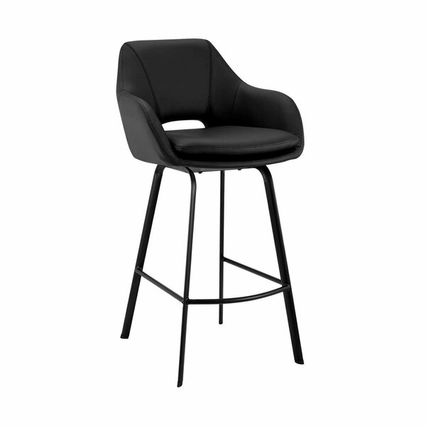 Fiesta 30 in. Faux Leather Comfy Swivel Bar Stool Black FI3101034